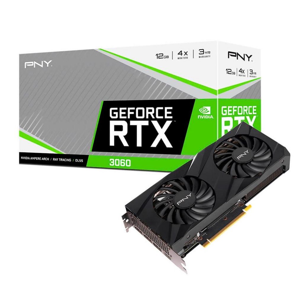 Placa de Video PNY NVIDIA Geforce RTX3060, 12 GB GDDR6, DLSS, Ray Tracing – VCG306012DFBPB1