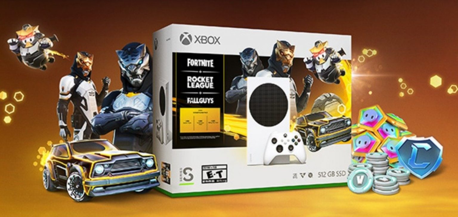 Xbox Series S - Pacote Fortnite, Rocket League e Fall Guys - Boletando