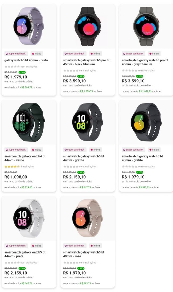 SmartWatchs com 40% de Cashback – Shoptime