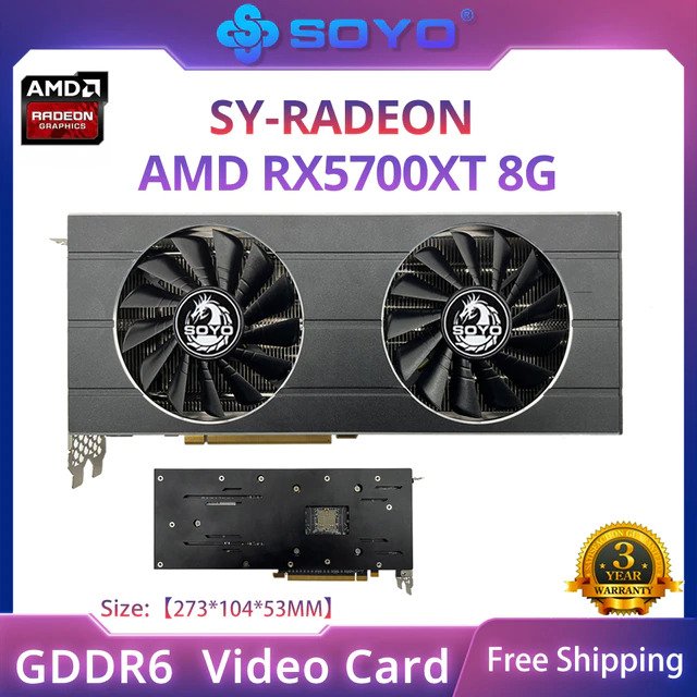 Placa de Vídeo Jieshuo Soyo RX 5700XT 8GB GDDR6 256-bit - Boletando