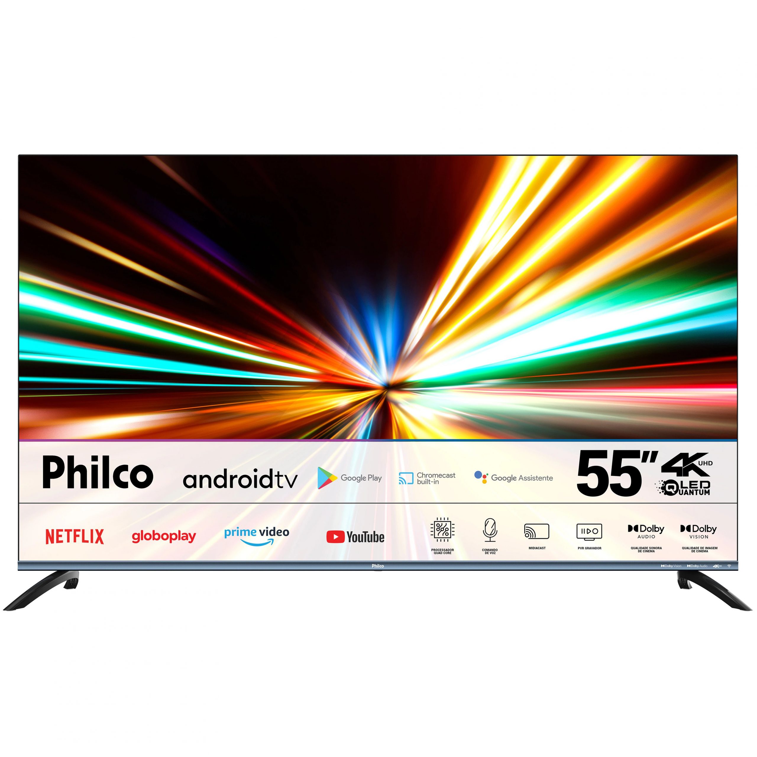Smart TV QLED 55" 4K Philco PTV55M82AGCIBBL Android TV, Dolby Vision ...