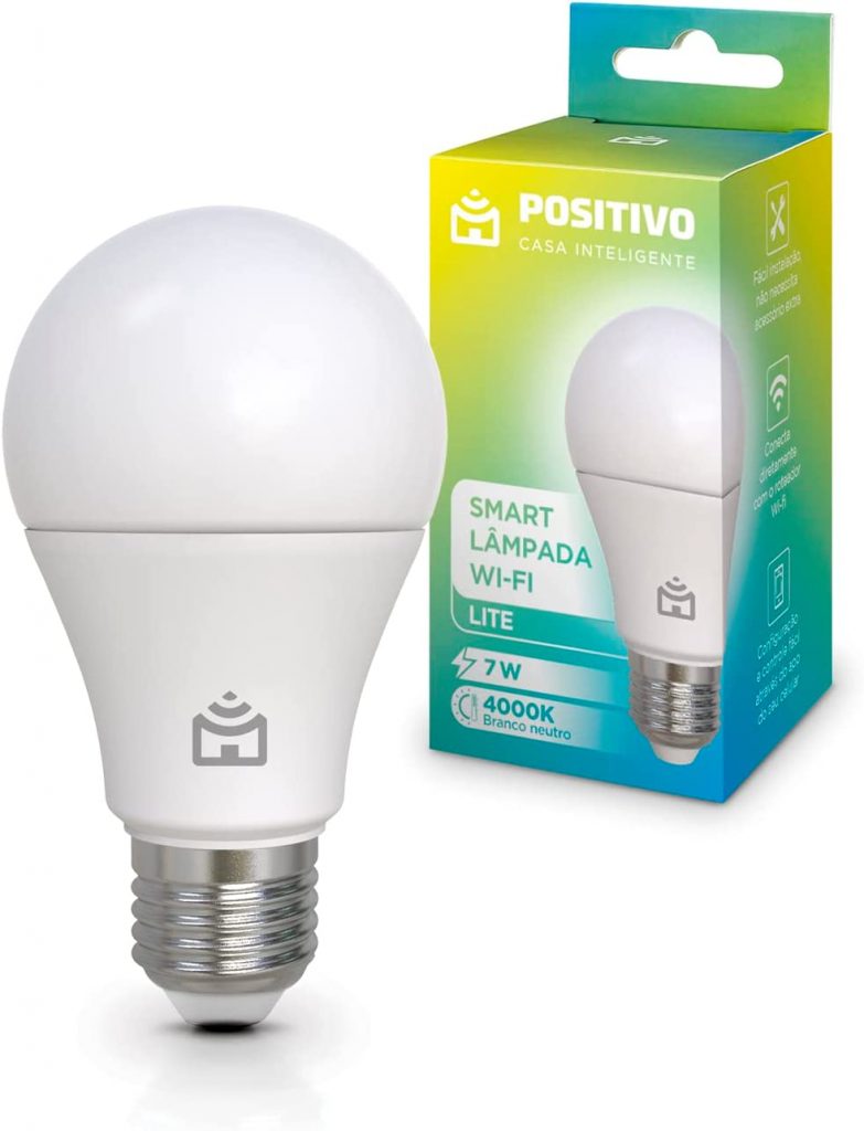 Smart Lâmpada Wi-Fi Lite Positivo Casa Inteligente, Branco Neutro, LED 7W, Bivolt – Compatível com Alexa