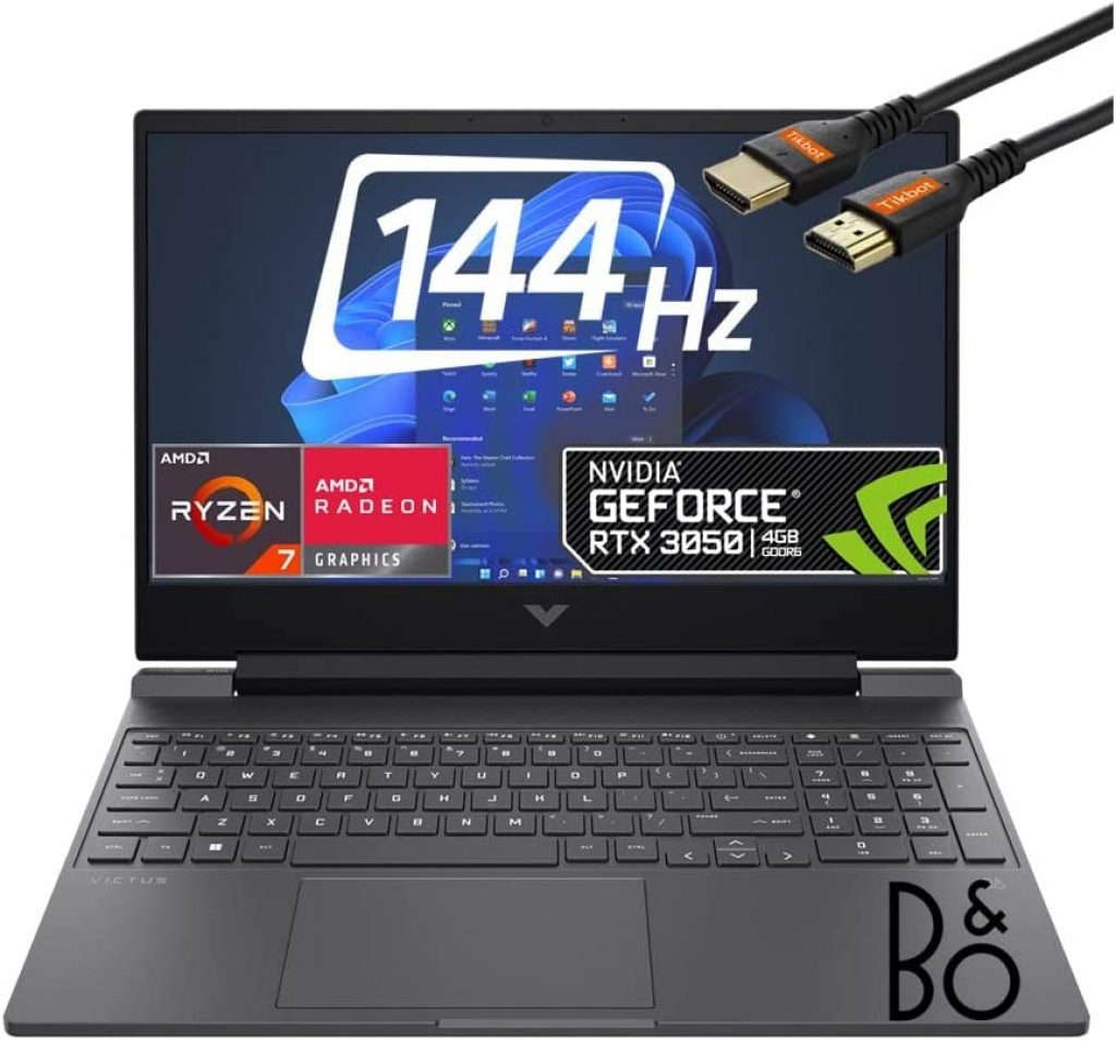 Notebook HP Victus 15.6″ FHD IPS Gaming Laptop – AMD Ryzen 7 5800H – GeForce RTX 3050 Ti – 144Hz 1080p – Windows 11 WiFi 6E w/HDMI (16GB RAM | 1TB PCIe SSD)