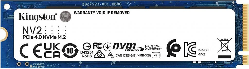 Ssd 1tb M.2 NVMe PCIe 3500mb/s Leit – 2100mb/s Grav NV2 SNV2S/1000G Kingston