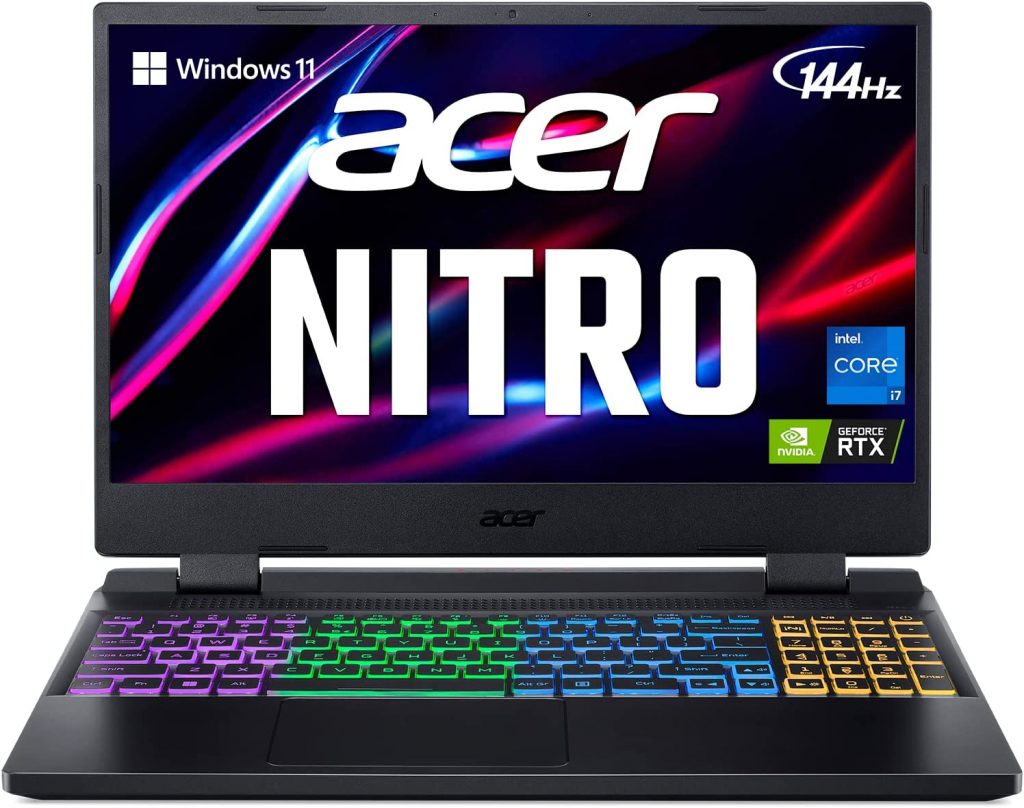 Acer MUX Nitro 5 15.6″ Gaming Laptop 12th Intel Core i7-12700H(14-Core) Full Power GeForce RTX 3060(TGP:140W) 144Hz 1080p Windows 11 Killer Wi-Fi 6 w/ Mouse Pad (16GB RAM | 512GB PCIe SSD | 1TB HDD)