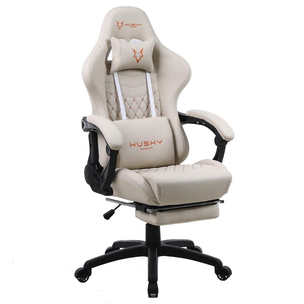 Cadeira Gamer Husky Gaming Tempest 700, Branco, Com Almofadas, Descanso Para Pernas Retrátil, Reclinável – HGMA077