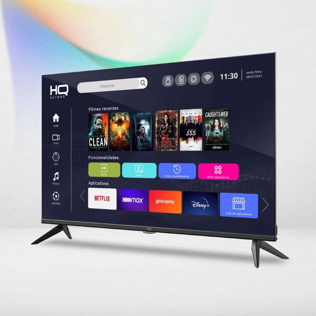 Smart TV 65 hq 4K com Conversor Digital externo 3 hdmi 2 USB wi-fi Design Slim e tela Frameless