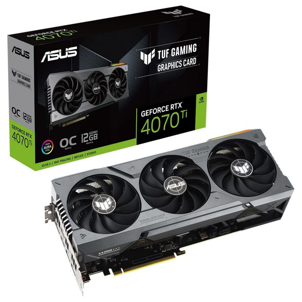 Placa de Vídeo RTX 4070 Ti TUF Gaming Asus NVIDIA GeForce, 12 GB GDDR6X, ARGB, Ray Tracing – TUF-RTX4070TI-O12G-GAMING