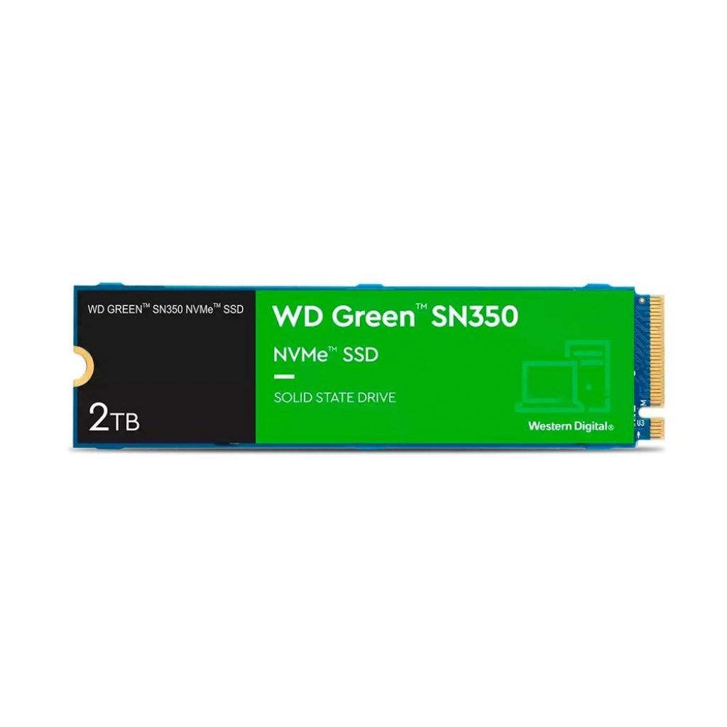 SSD WD Green SN350 2TB, M.2 2280, PCIe, NVMe, Leitura: 3200MB/s, Gravação: 900MB/s, Verde – WDS200T3G0C