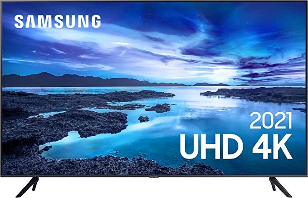 Smart TV Samsung 43 Polegadas UHD 4K, 3 HDMI, 1 USB, Processador Crystal 4K, Tela sem limites, Alexa, Controle Único – UN43AU7700GXZD