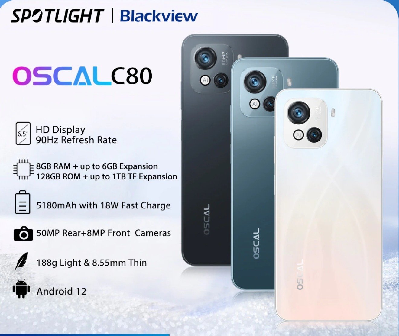 Smartphone Blackview Oscal C80 8gb + 128gb - Boletando