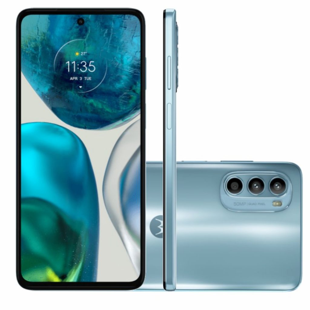 Smartphone Motorola Moto G52 Azul, Tela de 6.6″, 4G+Wi-Fi+NFC, And. 12, Câm. Tras. de 50+8+2MP, Frontal 16MP, 4GB RAM, 128GB