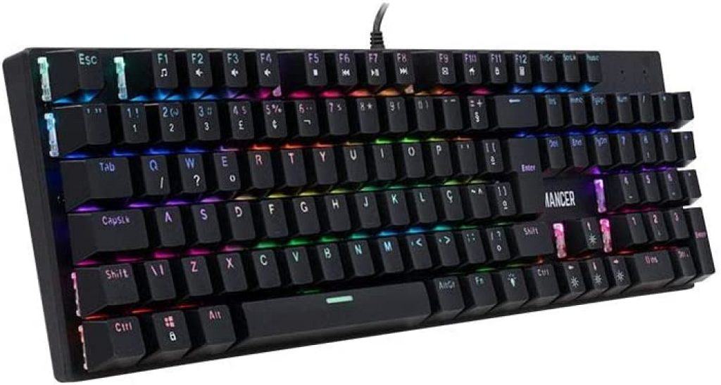 Teclado Mecanico Gamer Mancer Onyx MK2, RGB, ABNT2, Switch Huano Vermelho, Preto, MCR-ONM2-RGB01RD