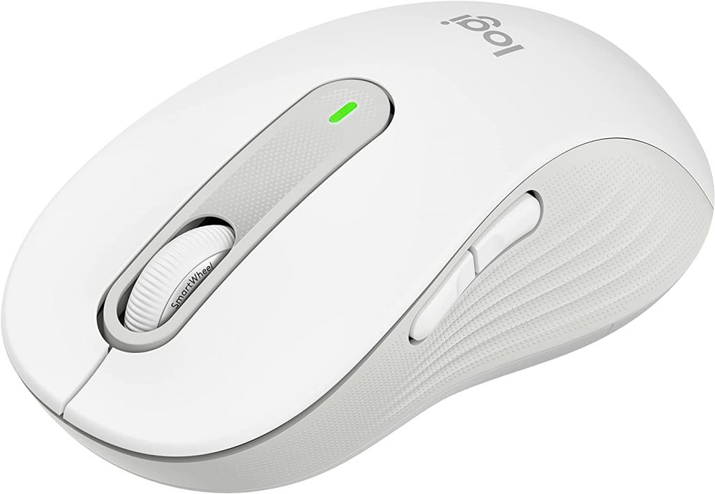Mouse Sem Fio Logitech Signature M650 L com Design de Tamanho Padrão, Clique Silencioso, Botões Laterais Personalizáveis, Conexão USB e Bluetooth – Branco