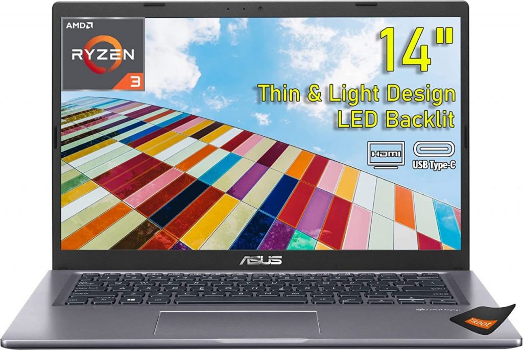 ASUS Laptop Vivobook 14″ fino e leve AMD Ryzen 3 3250U AMD Radeon Graphics WiFi 5 Bluetooth 5.0 USB Tipo-C HDMI Webcam Windows 11″ Modo S W/Mousepad (8GB RAM | SSD de 128 GB)