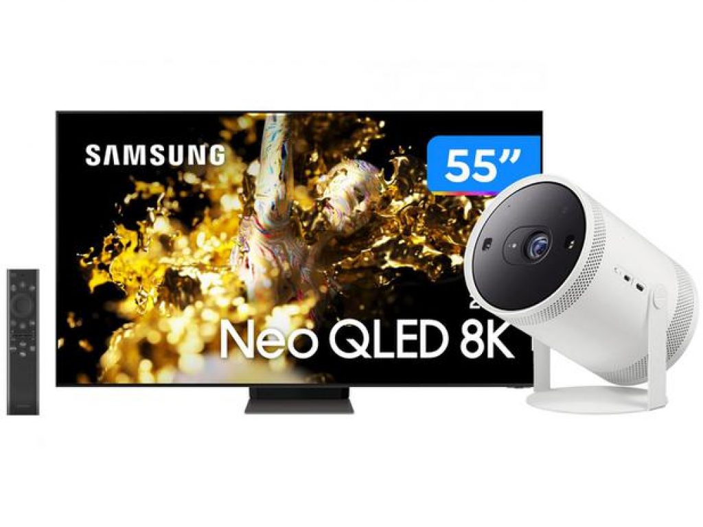 Combo Smart TV 55” 8K Neo QLED Samsung Wi-Fi – Alexa + Projetor Smart Full HD Bluetooth HDMI