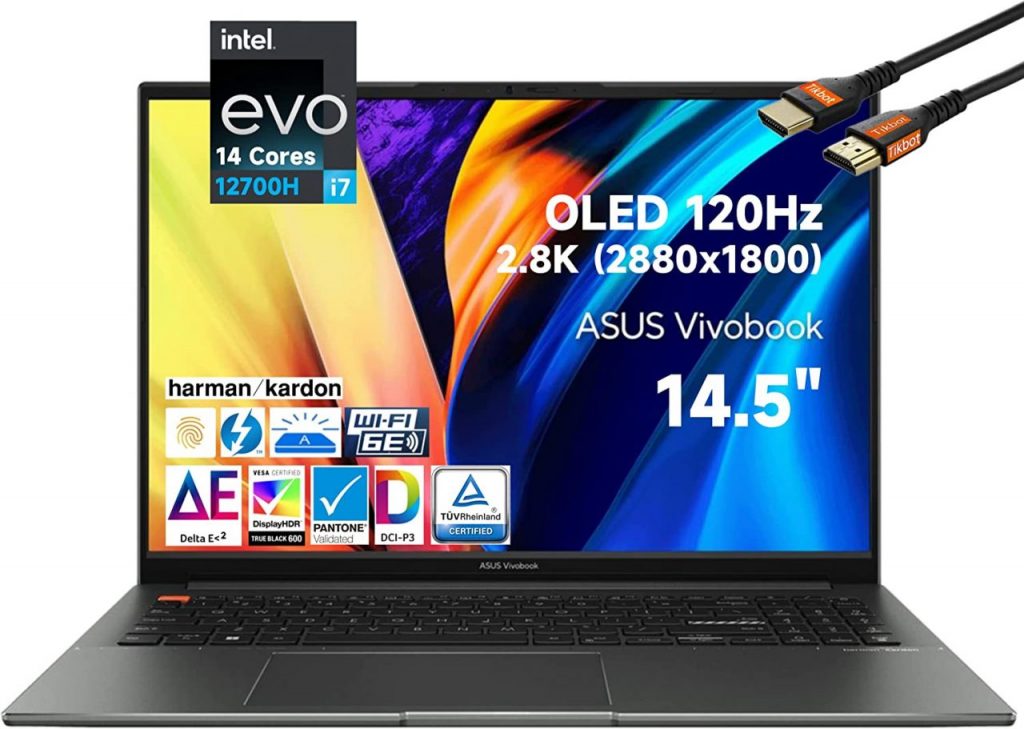 Laptop Asus Vivobook S 14X 14.5 OLED 2.8K 120Hz, 14 Cores Intel Evo 12th Gen i7-12700H, 100% DCI-P3 Pantone 600nits 16:10, Wi-Fi 6E, Backlit KB, Thunderbolt 4 (16GB RAM | 1TB PCIe SSD)