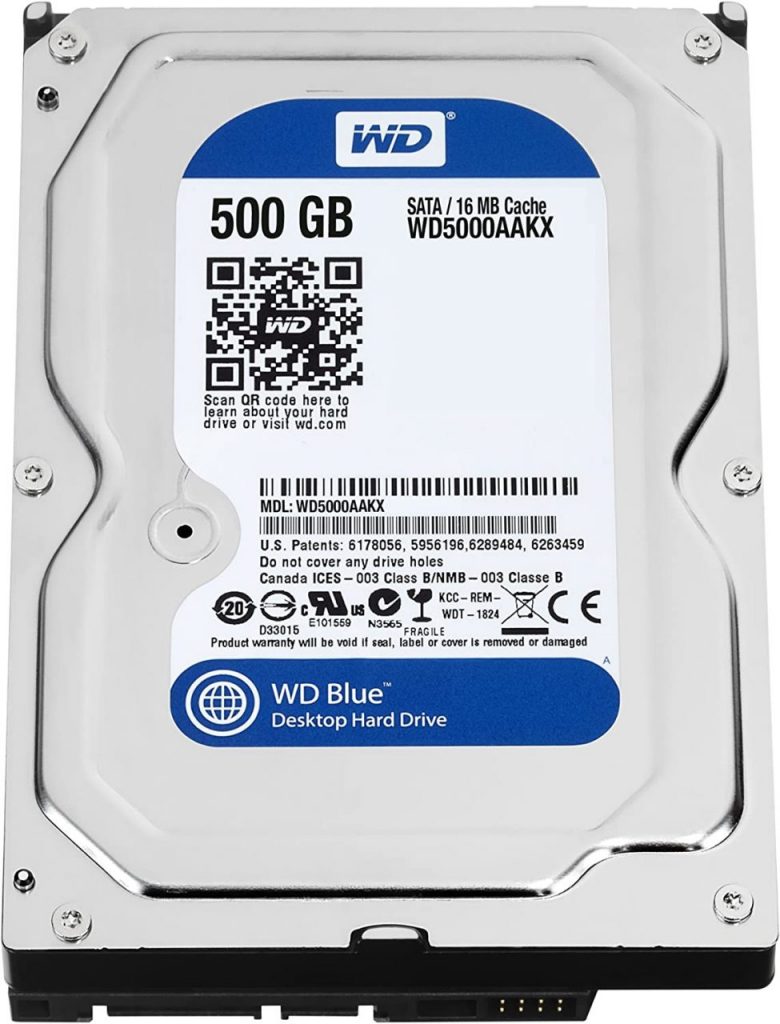 Disco rígido WD Blue 500 GB Desktop – 7200 RPM SATA 6 Gb/s 16 MB de cache 3,5 polegadas – WD5000AAKX