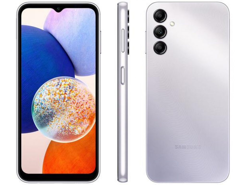 Smartphone Samsung Galaxy A14 128GB Prata 5G Octa-Core 4GB RAM 6,6″ Câm. Tripla + Selfie 13MP