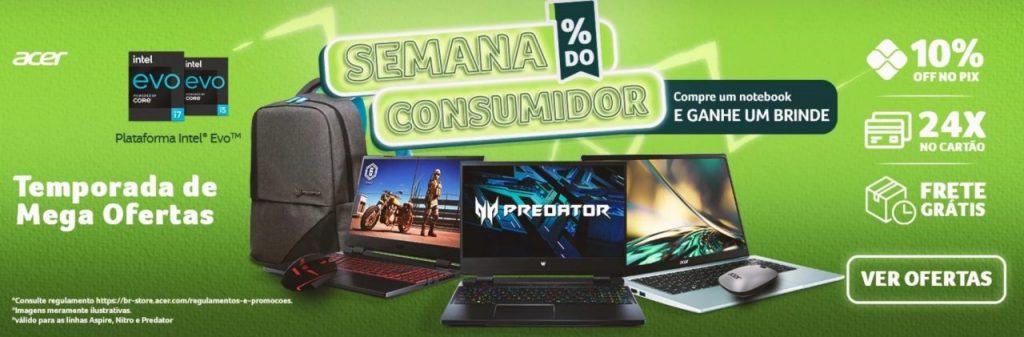 Semana do Consumidor ACER com Cupom de Desconto e Frete Grátis