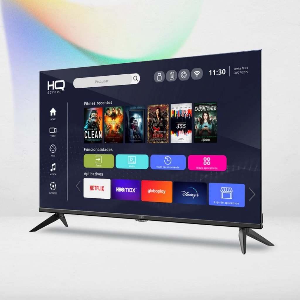 Smart TV HQ 43″ Full HD, HDR, tela sem bordas, Android 11, Sistema Ultrasound, design Slim, Processador Quad Core, Espelhamento de tela, HQSTV43N