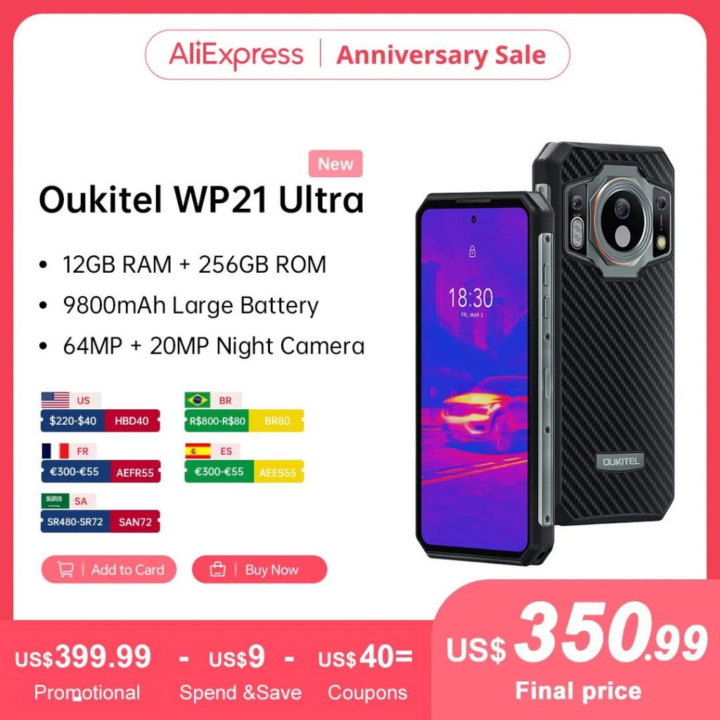(Estreia mundial) oukitel wp21 ultra áspero smartphone 6.78 ffhd + 9800mah 12gb 256gb