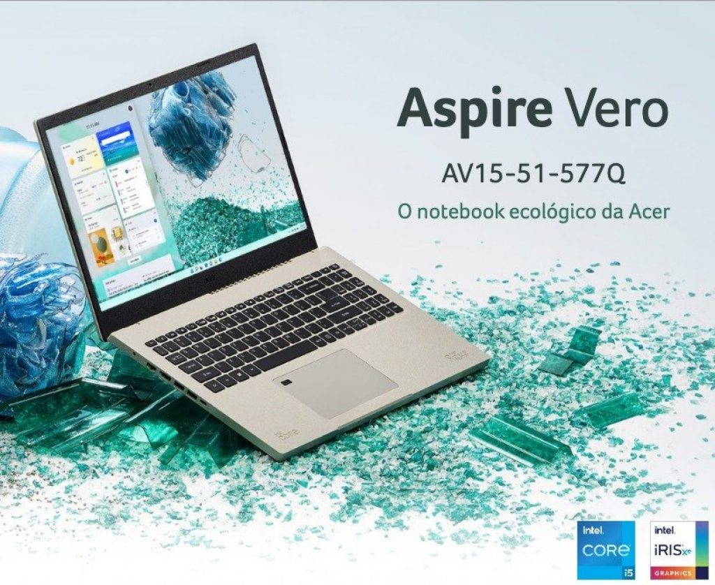 Notebook Acer Vero AV15-51-577Q Sustentável PCR Reciclado i5 Windows 11 PRO 16GB RAM 512GB SSD 15.6” FHD IPS