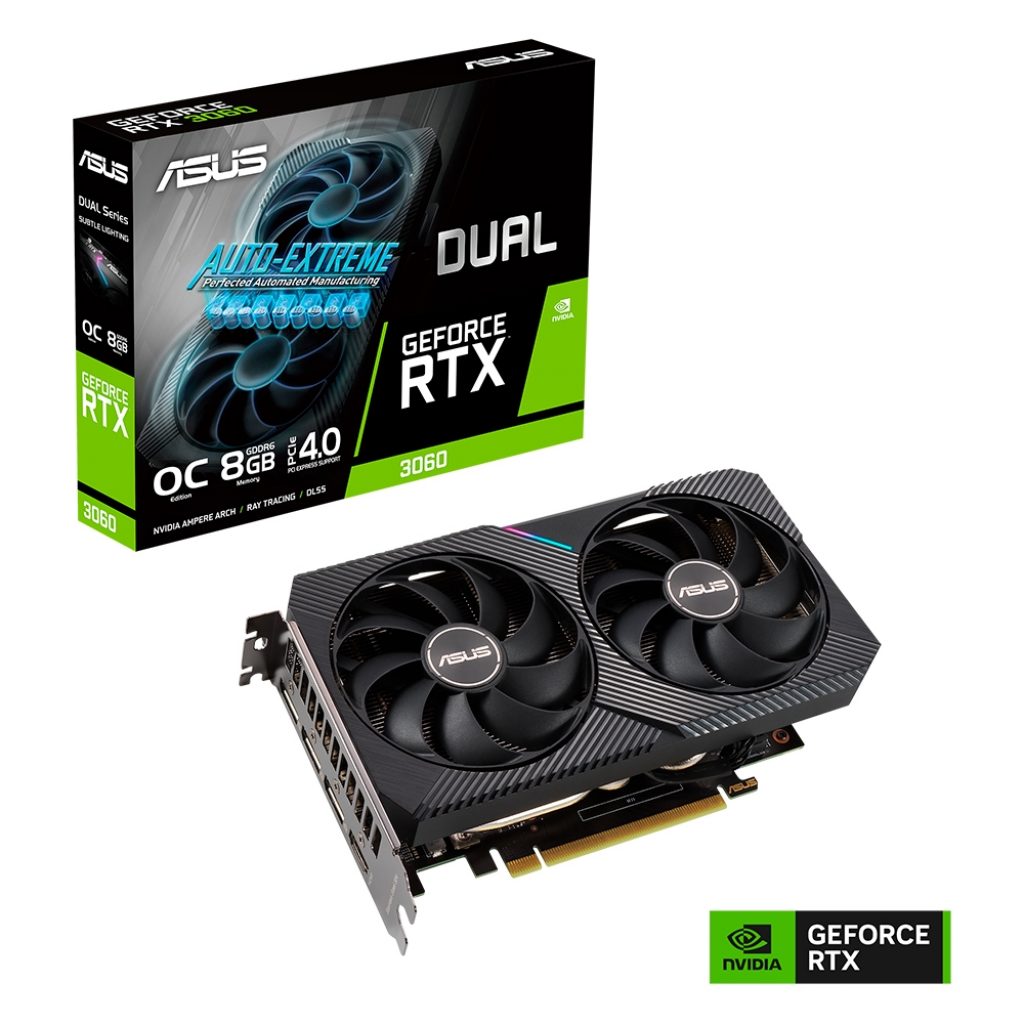 Placa de Vídeo RTX 3060 OC Edition Asus Dual GeForce, 8 GB GDDR6, DLSS, Ray Tracing – DUAL-RTX3060-O8G