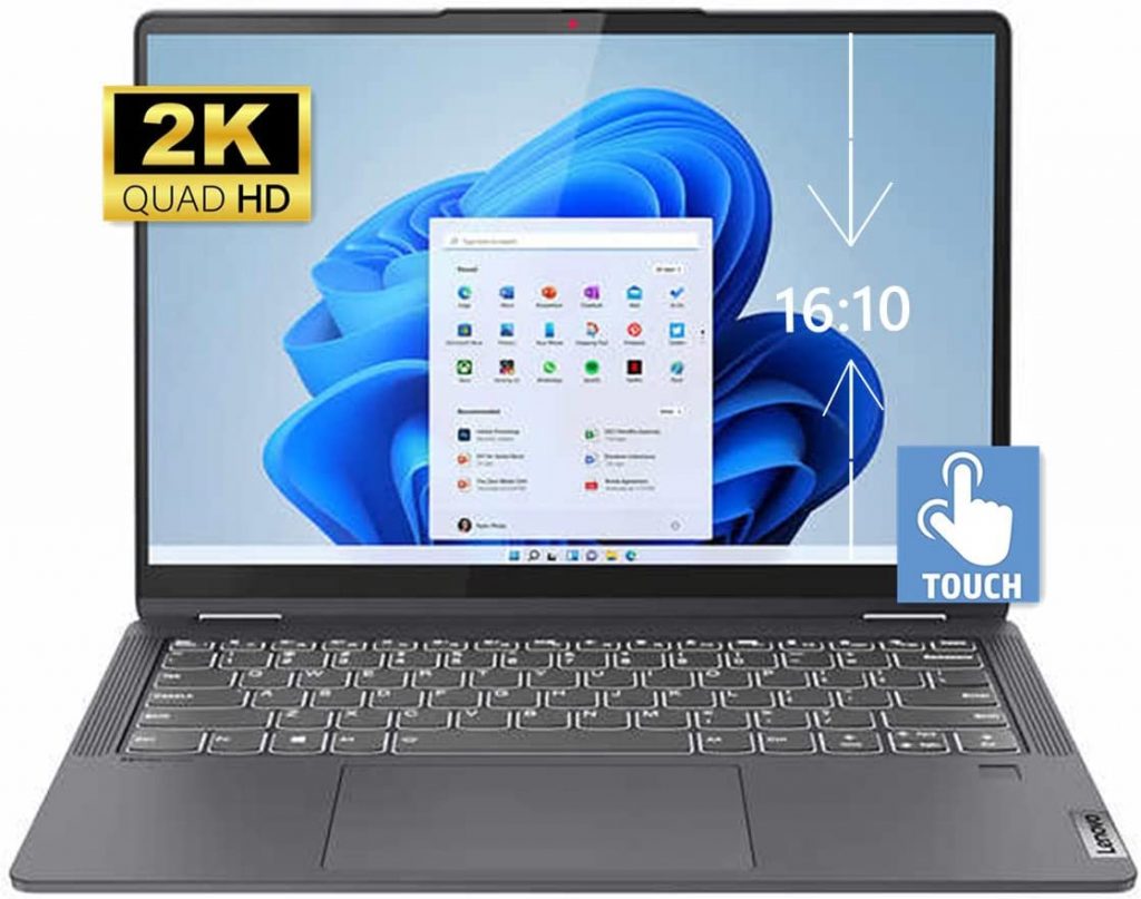 Flex 5 14″ 2-in-1 Touchscreen Laptop – AMD Ryzen 7 5700U – 16:10 2K QHD (2240 x 1400) 100% sRGB Display – 16GB RAM – 512GB PCIe SSD – Type-C – Fingerprint – Wi-Fi 6 – Win 11- w/HDMI Cable