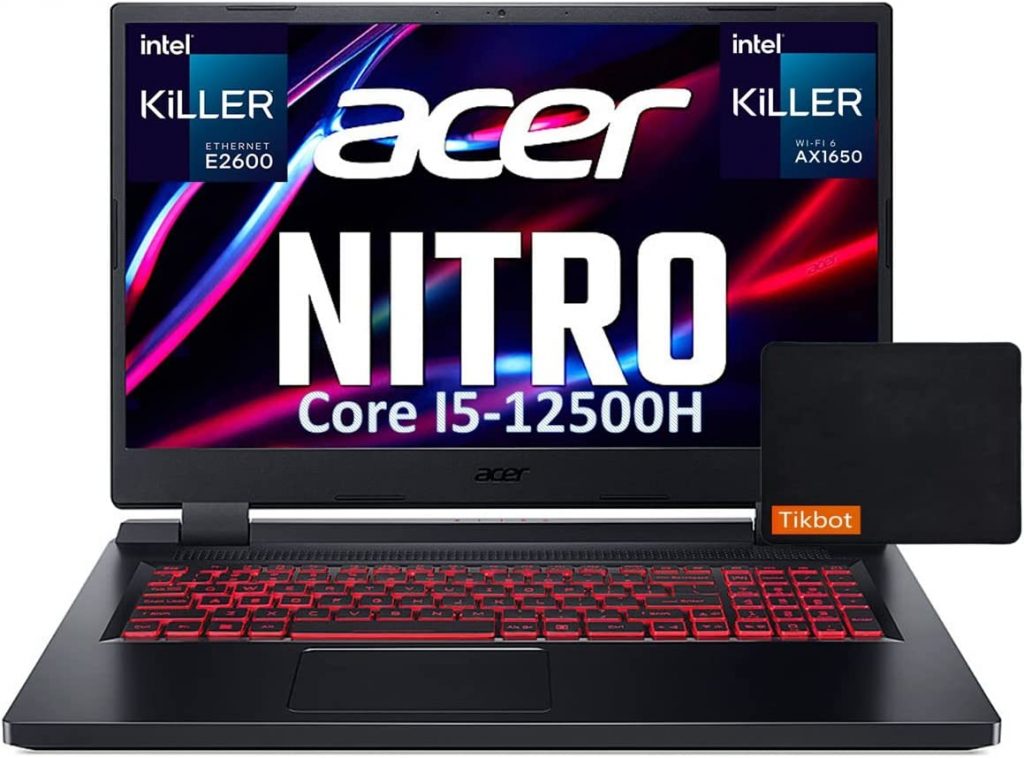 2022 Acer Nitro 5 17.3″ FHD IPS 144Hz Gaming Laptop Core i5 12500H(Beats i7-11800H) NVIDIA RTX 3050 Thunderbolt 4 Intel Killer Ethernet w/Mouse Pad (16GB RAM| 512GB PCIe SSD)