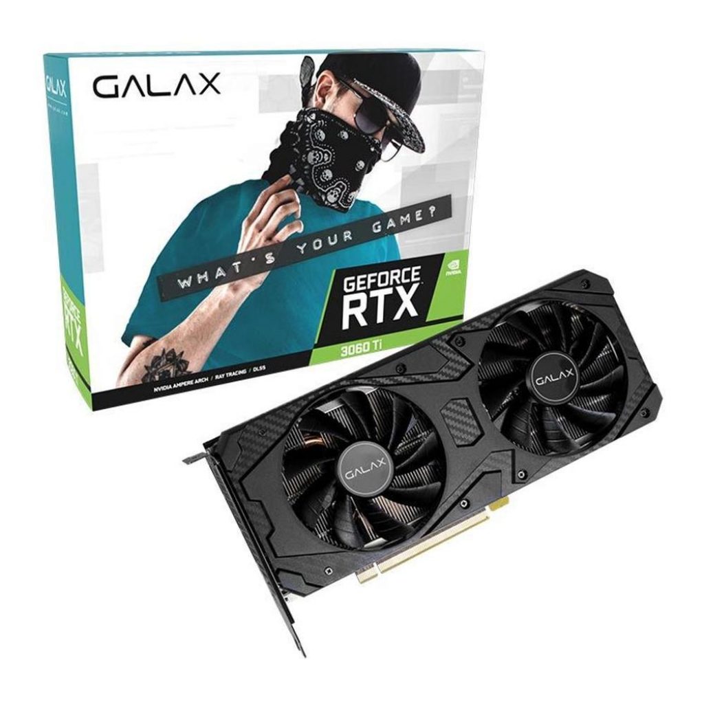 Placa de Vídeo Galax NVIDIA GeForce RTX 3060 TI, 8GB GDDR6, LHR, 1-Click OC, 256 Bits – 36ISL6MD1VQ
