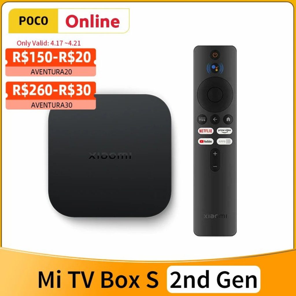 Xiaomi Mi TV Box S 2ª Geração Quad Core 4K Ultra HD Dolby Vision HDR10 + Google Assistente