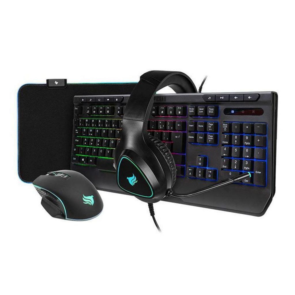 Combo Gamer Pichau Netuno 4×1, Rainbow, Teclado ABNT2, Mouse 8000DPI, Mousepad Medio, Headset Drivers 50mm, PG-NTN-RBW01