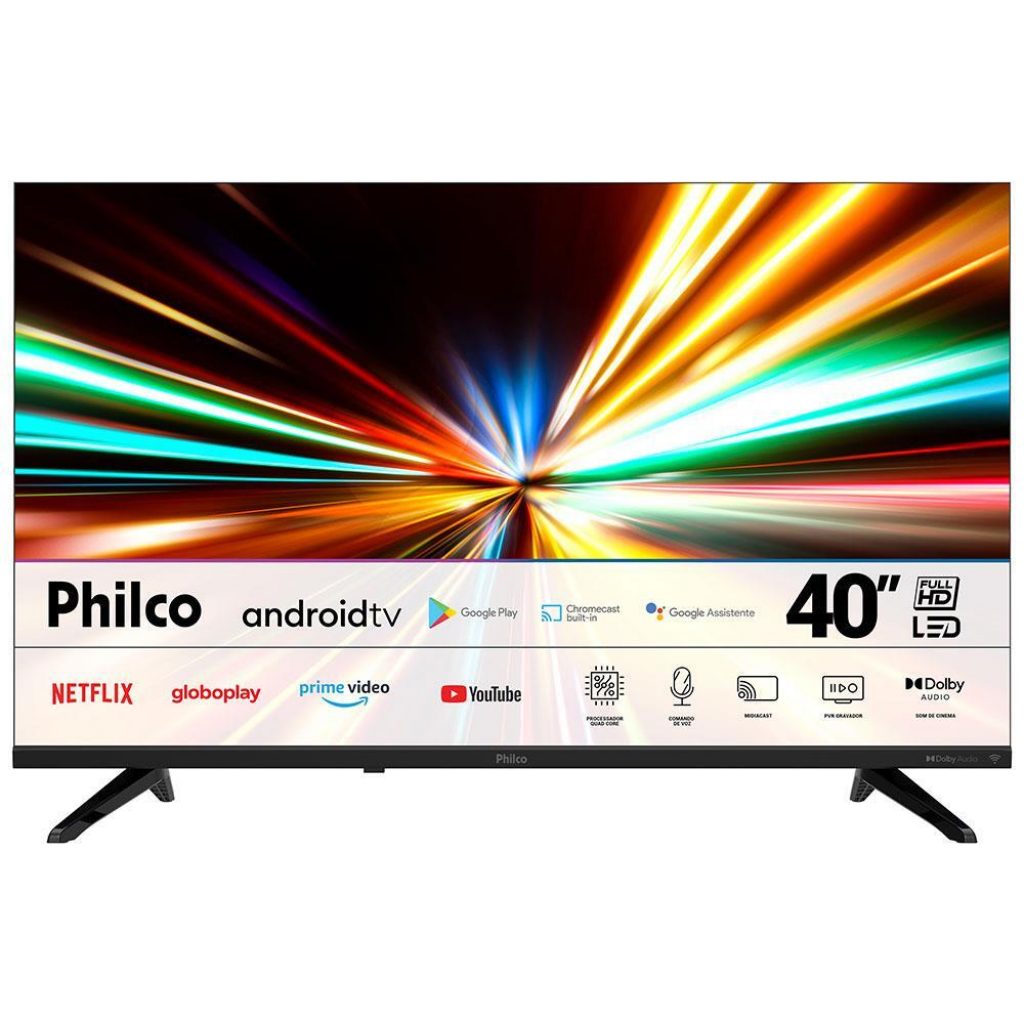 Smart TV LED 40″ Full HD Philco PTV40E30AGSF Android TV, HDR, Chromecast Built In, Processador Quad-core