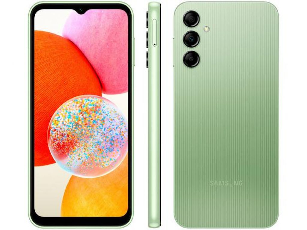 Smartphone Samsung Galaxy A14 128GB Verde 4G Tela 6,6″ Câmera Tripla 50MP Selfie 13MP Android 13 Verde