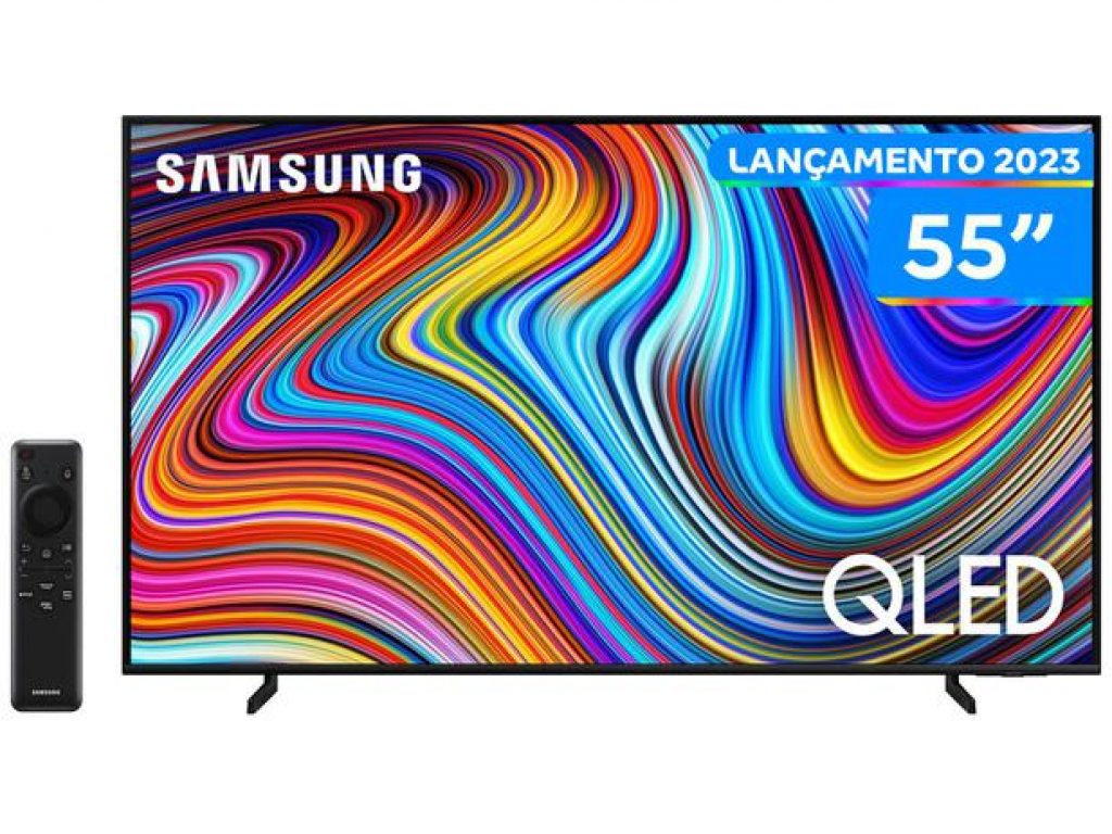 Smart TV 55” UHD 4K QLED Samsung QN55Q60 – Lançamento 2023 Wi-Fi Bluetooth 3 HDMI 2 USB