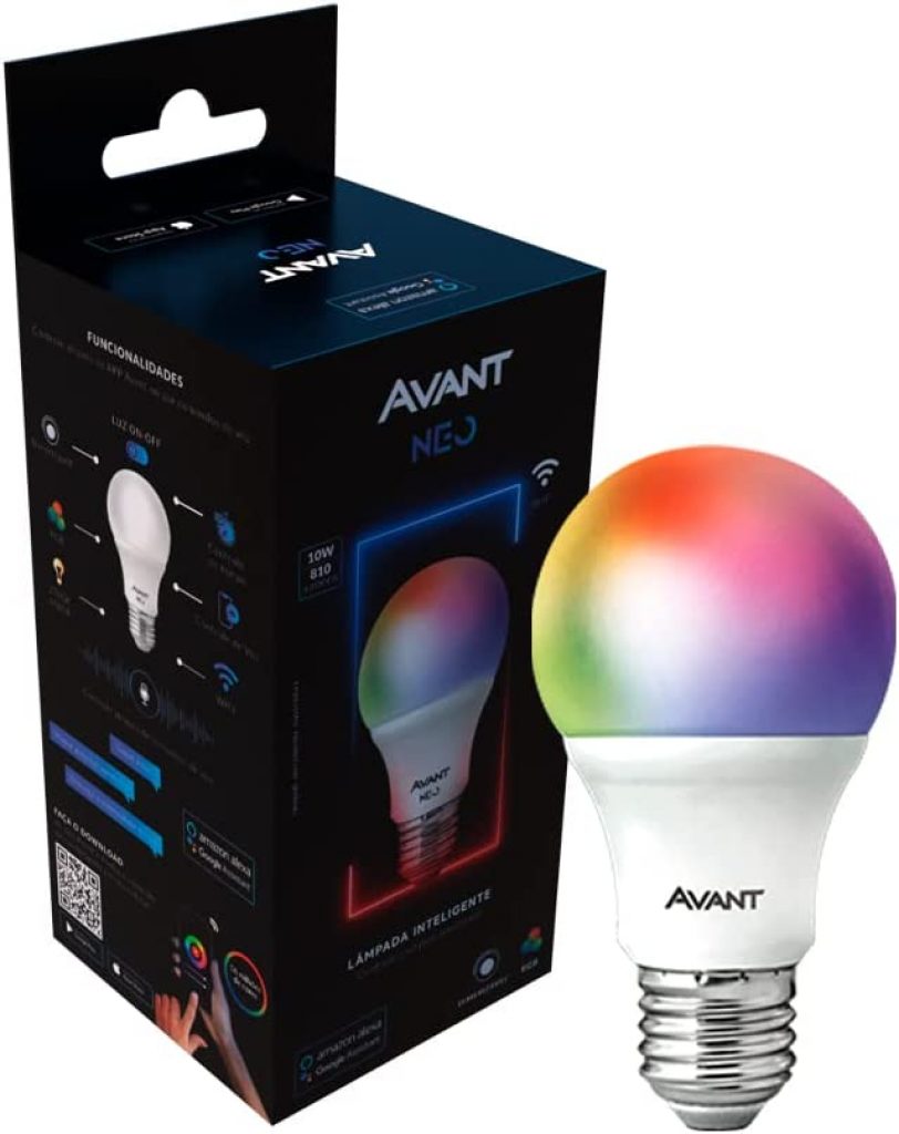 Lâmpada Inteligente LED Smart WI-FI compatível com Alexa, linha NEO, 10W, RGB, Luz branca e amarela (2700K-6500K), Bivolt, Avant
