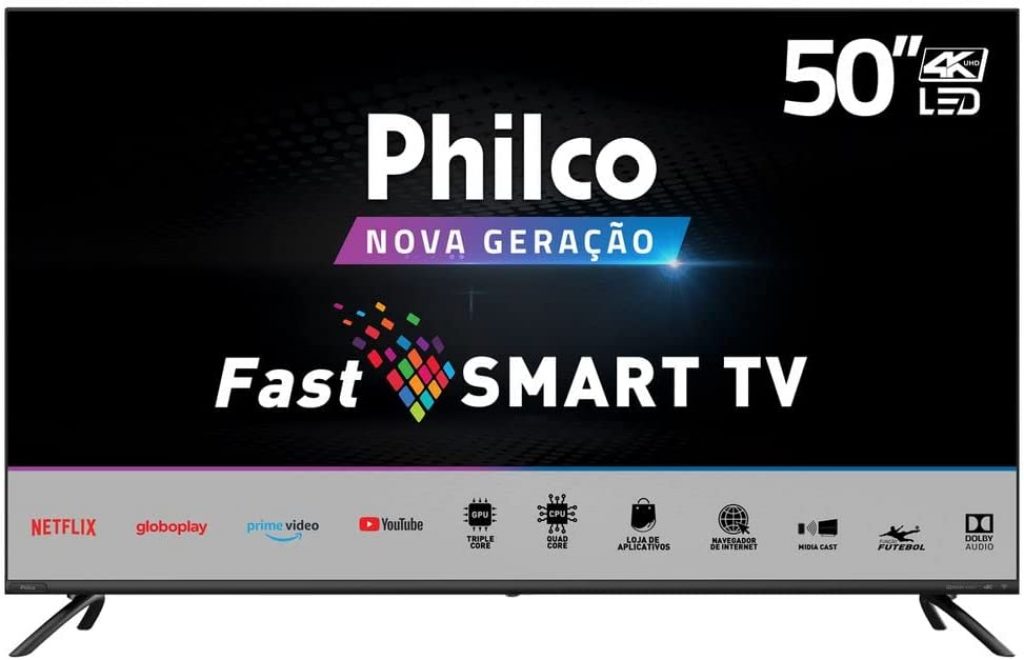 Smart TV Philco 50″ PTV50G70SBLSG Ultra HD 4K Tela Infinita Quadcore e App Store