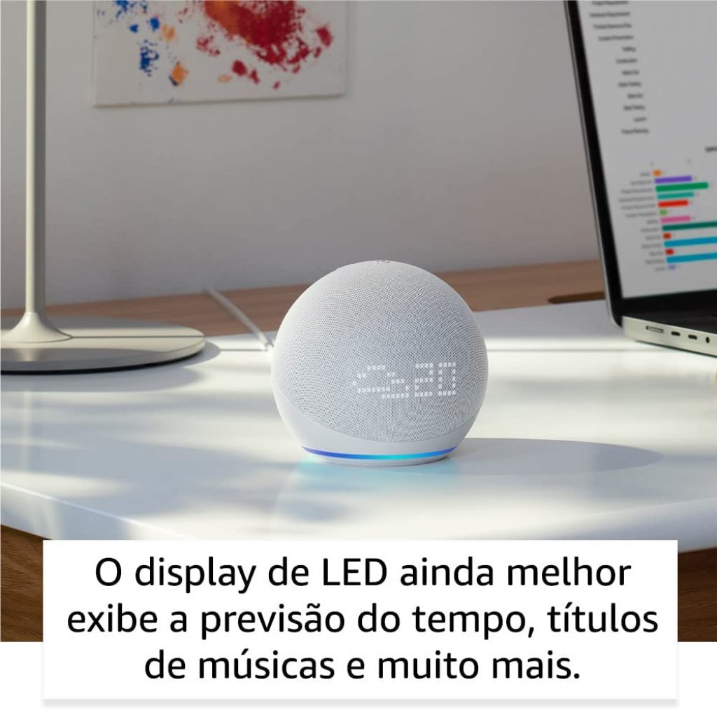 Novo Echo Dot 5ª geração com Relógio | Smart speaker com Alexa | Cor Branca