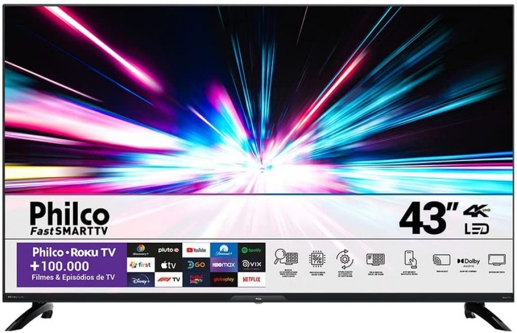Smart TV LED 43″ 4K UHD Philco PTV43G7ER2CPBL – Dolby Audio, Wifi