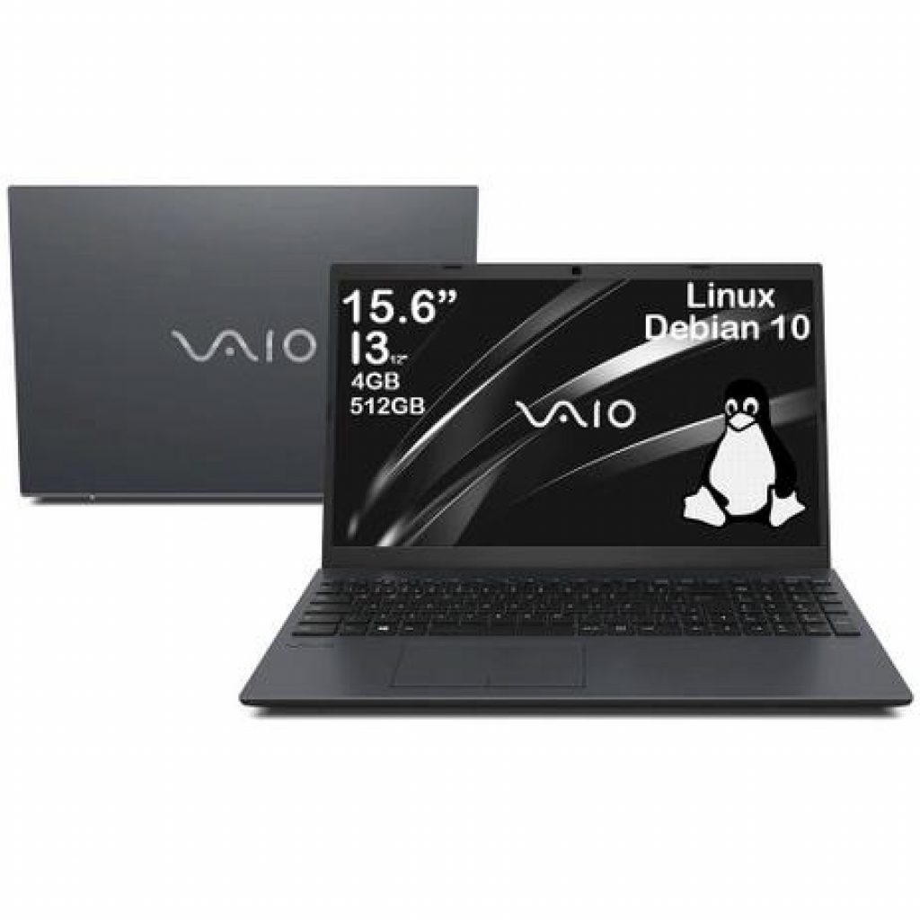 Notebook Vaio FE15 15.6 Polegadas FHD I3-1215U 4GB SSD 512GB Linux Debian 10 Cinza Escuro