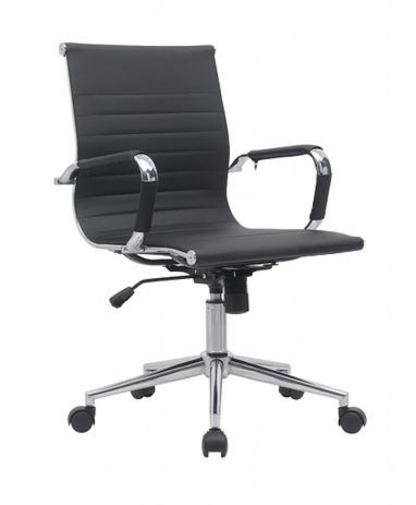 Cadeira Escritório Diretor Eames em Couro – Preta – Inova Office