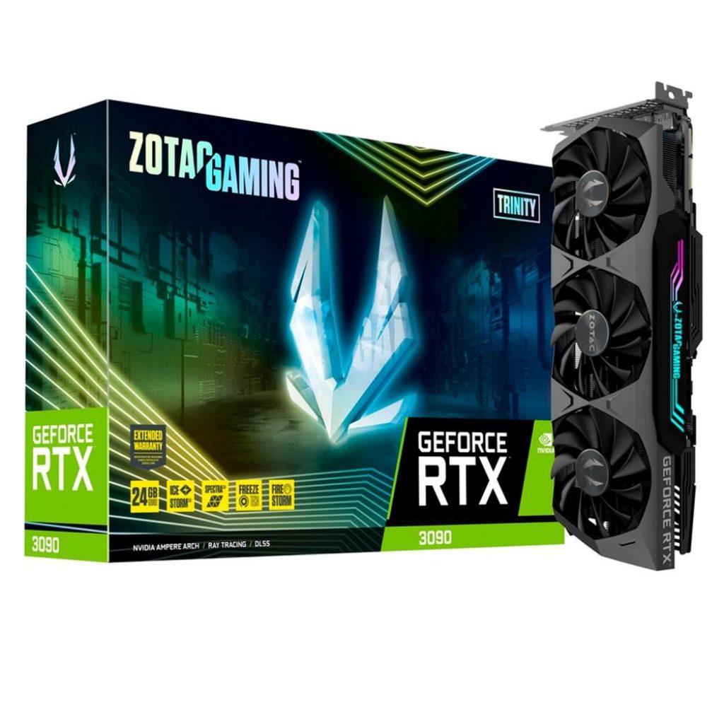 Placa de Vídeo RTX 3090 Trinity Zotac NVIDIA GeForce, 24GB GDDR6X – ZT-A30900D-10P