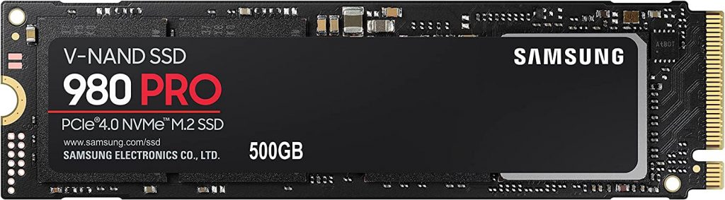 SSD 500GB Samsung 980 PRO Series NVMe, M.2 2280, PCIe 4.0×4, Leitura: 6900MB/s e 5000MB/s