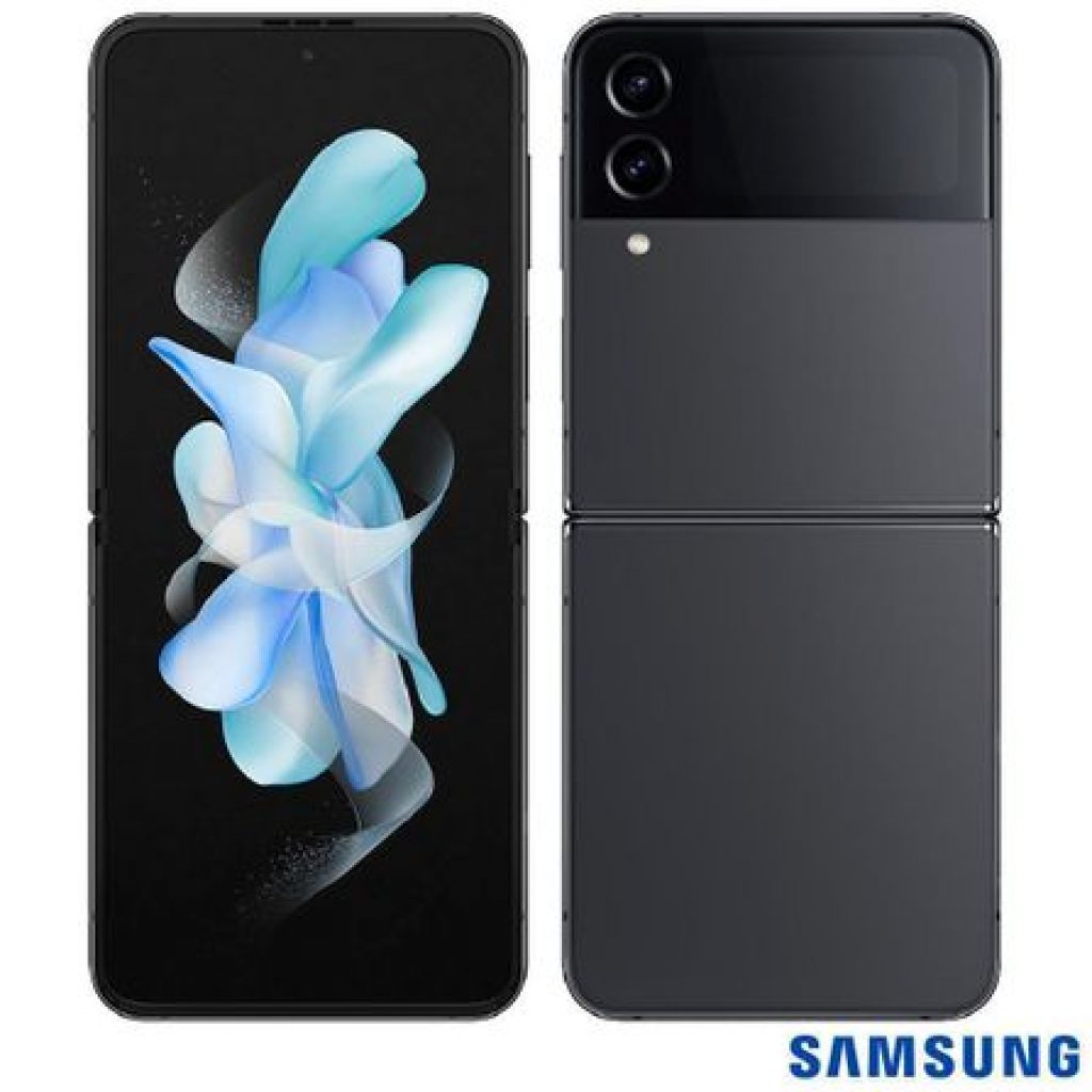 Smartphone Samsung Galaxy Z Flip4 5G Tela dobrável de 6.7″ 256GB Processador Snapdragon 8GB de RAM Câmera Dupla Traseira Preto