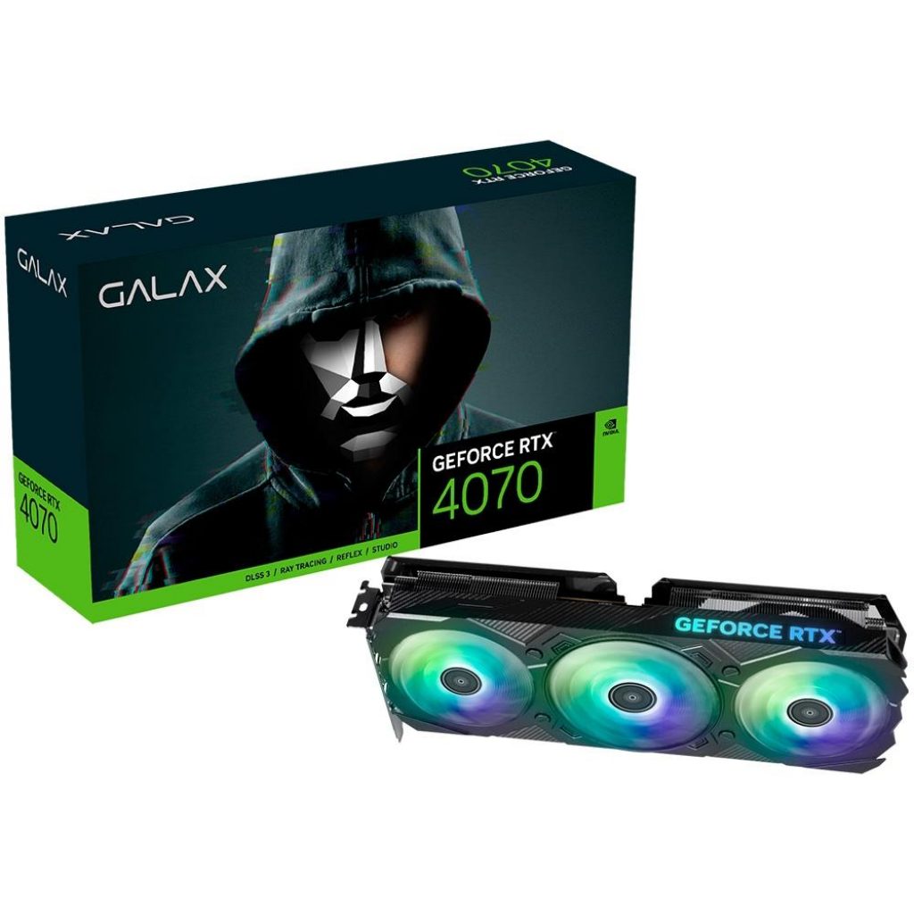 Placa de Vídeo RTX 4070 EX Gamer GALAX NVIDIA GeForce, 12 GB GDDR6X, DLSS, Ray Tracing, Preto – 47NOM7MD7JEG