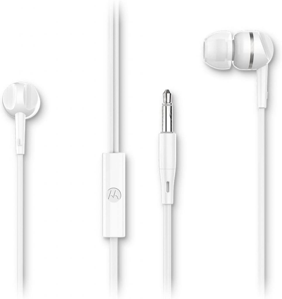 Fone De Ouvido Motorola Earbuds 105, Anti Ruido Com Microfone – Branco