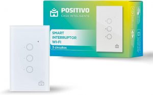 Smart Interruptor Wi-Fi Positivo Casa Inteligente, 3 Módulos, Touch, Branco – Compatível com Alexa