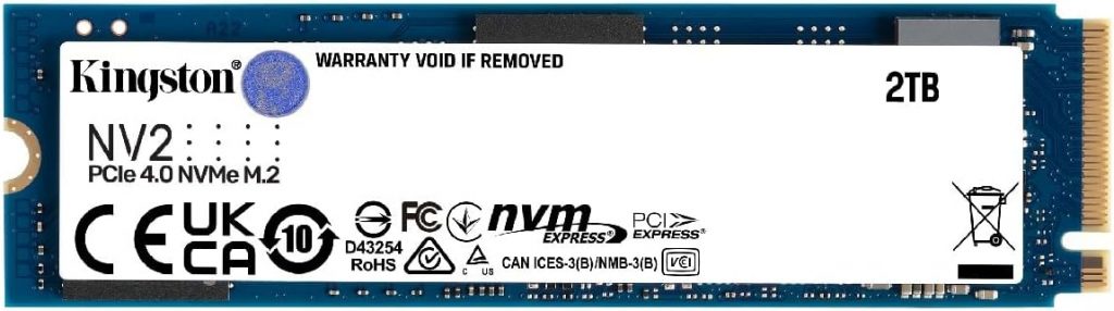 SSD Kingston NV2 2TB NVMe M.2 2280 (Leitura até 3500MB/s e Gravação até 2800MB/s)