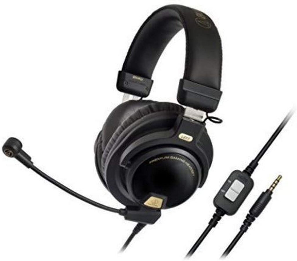 Headset Gamer Audio-Technica Premium Audio-Technica Closed Back Cabo de extensão de 3,5 mm, Preto – ATH-PG1